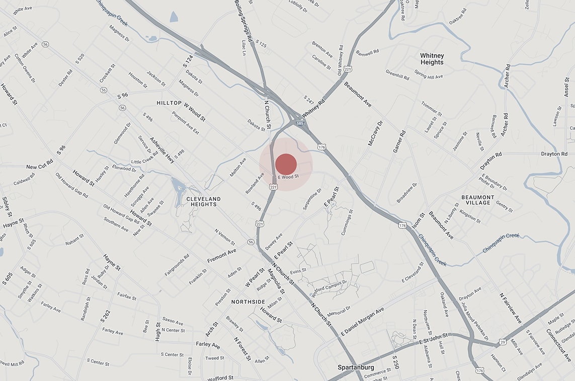 Map of Spartanburg, South Carolina Location